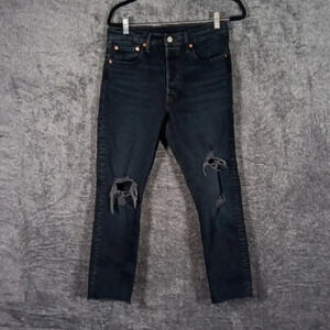 Levi's 501 button fly black  Raw Hem High Rise Distressed Womens  size 29
